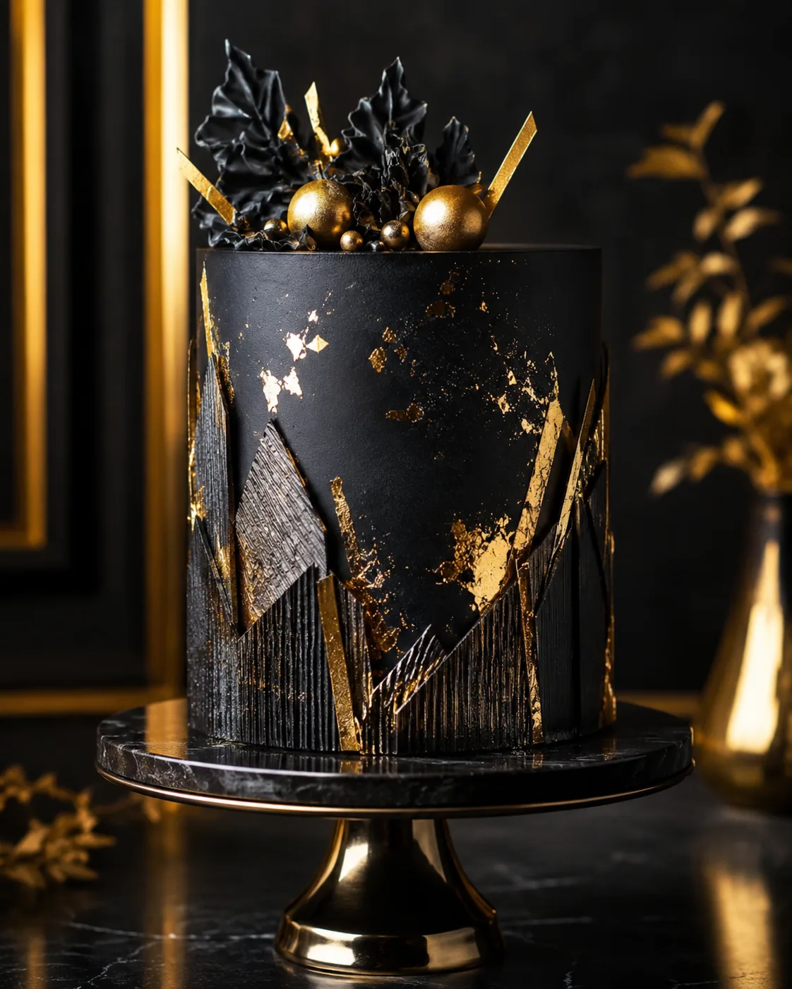 Black & Gold Custom Cake